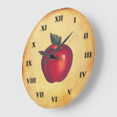 Grande Horloge Ronde Rouge Apple look antique (Angle)