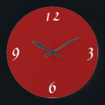 Grande Horloge Ronde Rouge clair avec blanc >Horloges murales minimalis<br><div class="desc">Une horloge ronde rouge très simple avec quatre chiffres blancs.Minimaliste dans la conception cette horloge d'arrivée acrylique peut être customisé pour changer la forme en carré,  et les couleurs de nombre.</div>