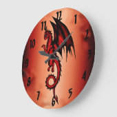 Grande Horloge Ronde Rouge de dragon (Angle)