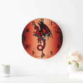 Grande Horloge Ronde Rouge de dragon (Maison)