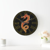 Grande Horloge Ronde Rouge dragon couleur Arrière - plan (Maison)