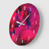 Grande Horloge Ronde Rouge foncé et violet Gras & Abstrait moderne (Angle)