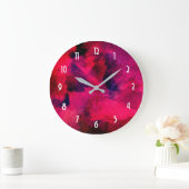 Grande Horloge Ronde Rouge foncé et violet Gras & Abstrait moderne (Maison)