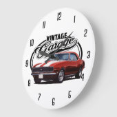 Grande Horloge Ronde Rouge Garage vintage (Angle)