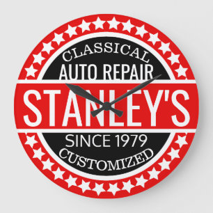 Grande Horloge Ronde Rouge magasin Vintage personnalisé