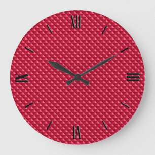 Grande Horloge Ronde Rouge rubis, aspect émail, grille cloutée
