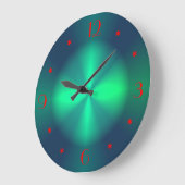 Grande Horloge Ronde Rouge vert minimaliste éclairé >Horloges murales (Angle)