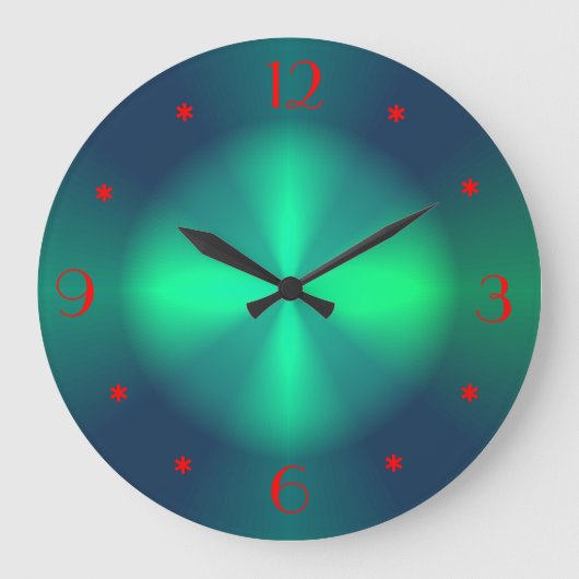 Grande Horloge Ronde Rouge vert minimaliste éclairé >Horloges murales (Recto)