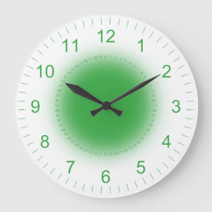 Grande Horloge Ronde Rougeoyer vert sur le blanc