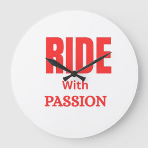 Grande Horloge Ronde Rouler avec Passion – Typographie Inspirante pour