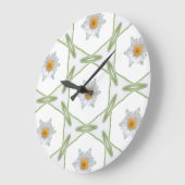 Grande Horloge Ronde Round Wall Clock - Geometric Daisy Design (Angle)