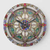 Grande Horloge Ronde Ruby, Amethyst, Sapphire et Pearl Mandala (Recto)