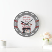 Grande Horloge Ronde Ruby Anniversaire 40 ans ajouter noms photo gris (Maison)