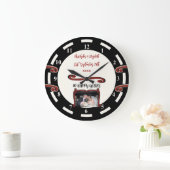 Grande Horloge Ronde Ruby Anniversaire 40 ans ajouter noms photo noir (Maison)