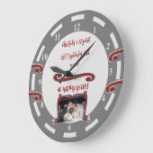 Grande Horloge Ronde Ruby Anniversary 40 ans ajouter des noms photo gri (Angle)