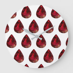 Grande Horloge Ronde Ruby Gemstone Pattern, July Birthstone Large Clock