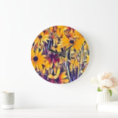 GRANDE HORLOGE RONDE RUDBECKIAS (Maison)