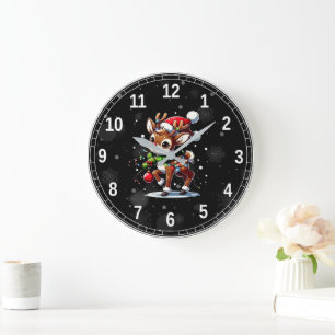 Grande Horloge Ronde Rudolph Le Nez Rouge Noël