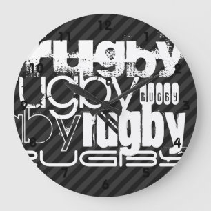 Grande Horloge Ronde Rugby ; Gris noir et foncé