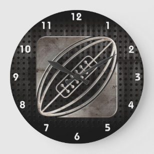 Grande Horloge Ronde Rugby ; noir Cool
