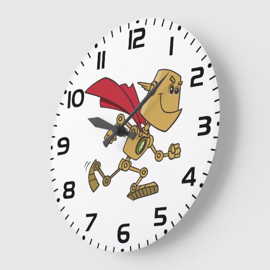 Grande Horloge Ronde Running Robot Superhero Cartoon Character (Angle)