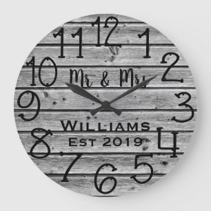 Grande Horloge Ronde Russe Personnalisé Bois Brown Personnalisé Personn