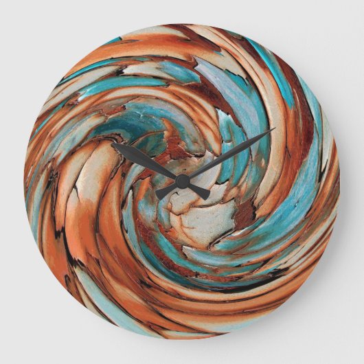 Grande Horloge Ronde Rust N Teal Dolphin vs Eagle Abstract Wall Clock (Recto)