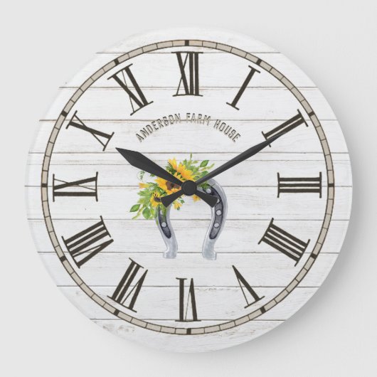 Grande Horloge Ronde Rustic Barn White Wood (Recto)