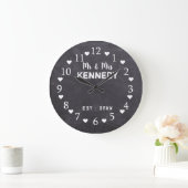 Grande Horloge Ronde Rustic Chalkboard M. et Mme Wedding (Maison)
