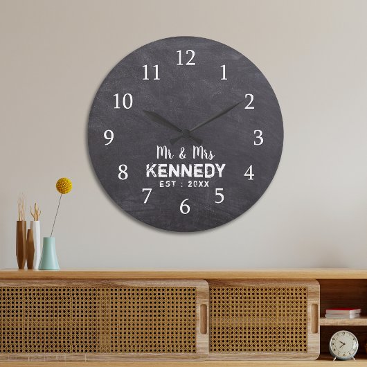 Grande Horloge Ronde Rustic Chalkboard Wedding