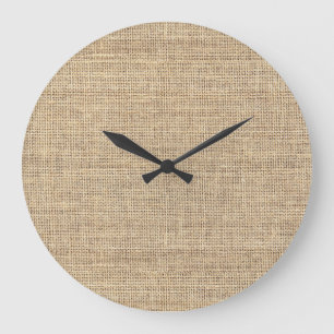 Grande Horloge Ronde Rustic Country Vintage Burlap