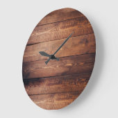 Grande Horloge Ronde Rustic dark barn wood pattern country (Angle)