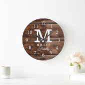 Grande Horloge Ronde Rustic Dark Brown Wood (Maison)