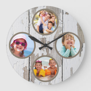 Grande Horloge Ronde Rustic Keepsake Family Multiphoto