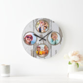 Grande Horloge Ronde Rustic Keepsake Family Multiphoto (Maison)