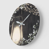 Grande Horloge Ronde Rustic Lantern Light & Baby's Breath Floral (Angle)