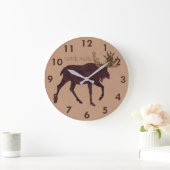 Grande Horloge Ronde Rustic Moose Faux Leather-Look Nom (Maison)
