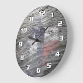 Grande Horloge Ronde Rustic Patriotic Texas Flag on wood texture (Angle)