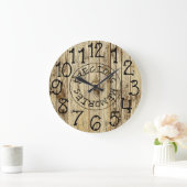 Grande Horloge Ronde Rustic Personalized Brown Wood Precious (Maison)