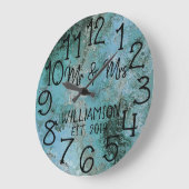Grande Horloge Ronde Rustic Personalized Distressed Rust Custom (Angle)