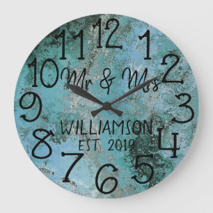 Grande Horloge Ronde Rustic Personalized Distressed Rust Custom