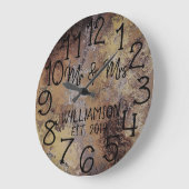 Grande Horloge Ronde Rustic Personalized Distressed Rust Custom (Angle)