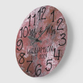 Grande Horloge Ronde Rustic Personalized Distressed Rust Custom (Angle)