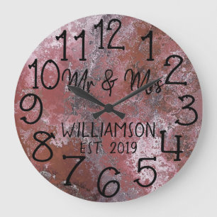 Grande Horloge Ronde Rustic Personalized Distressed Rust Custom