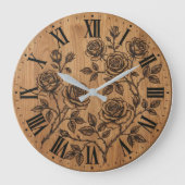 Grande Horloge Ronde Rustic Rose Garden Wall Clock (Recto)