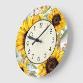Grande Horloge Ronde Rustic Sunflower (Angle)