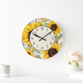 Grande Horloge Ronde Rustic Sunflower (Maison)
