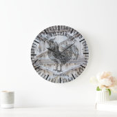 Grande Horloge Ronde Rustic Vintage Wood (Maison)