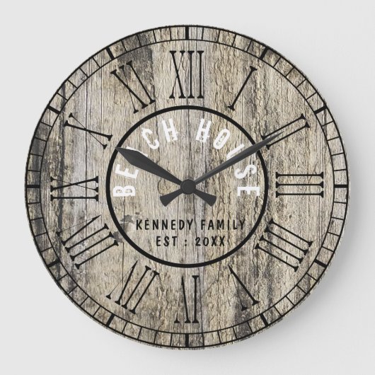 Grande Horloge Ronde Rustic Wood Beach (Recto)