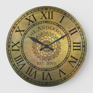 Grande Horloge Ronde Rustique Antique Shabby Chic Vintage Chiffre Romai